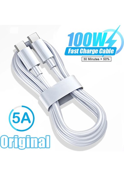 100 W USB C Kablosu Hızlı Şarj Cihazı USB C C Tipi Kablo Samsung Galaxy S23 S22 Ultra Xiaomi Redmi Not 12 11 10 Şarj Veri Kablosu (Yurt Dışından)