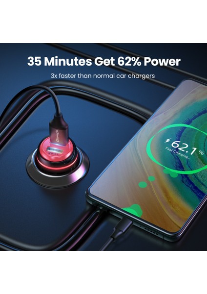 Elough Çift USB Araç Şarj Cihazı Hızlı Şarj Hızlı Şarj 3.0 Qc3.0 Pd Tip C Araba USB Şarj Cihazı iPhone Xiaomi Samsung Için (Yurt Dışından) modelleri