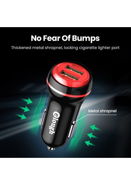 Elough Çift USB Araç Şarj Cihazı Hızlı Şarj Hızlı Şarj 3.0 Qc3.0 Pd Tip C Araba USB Şarj Cihazı iPhone Xiaomi Samsung Için (Yurt Dışından) fırsatları