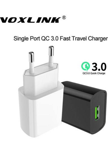 Voxlınk 18 W USB Şarj Cihazı 3.0 Hızlı Telefon Şarj Cihazı Xiaomi iPhone x Xs 8 7 iPad Samsung Galaxy S8 S9 S10 Galaxy Htc Huawei Nexus (Yurt Dışından)