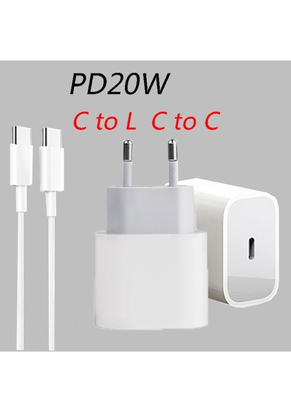 Pd 20W Usb-C Şarj Cihazı Ab Tak Qc4.0 Hızlı Şarj Cihazı iPhone iPad Ipod Samsung A13 A33 A53 A73 A32 S21 S20 S10 S9 Artı USB C Kablosu (Yurt Dışından)