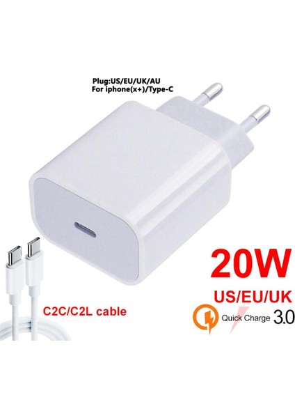 Yeni 20W Pd Iphone 13 12 Usb-C C2L Kablo Güç Adaptörü Şarj Cihazı Ingiltere / Abd / Ab Tak Akıllı Telefon Samsung S10 C2C Için Hızlı Şarj Cihazı (Yurt Dışından)