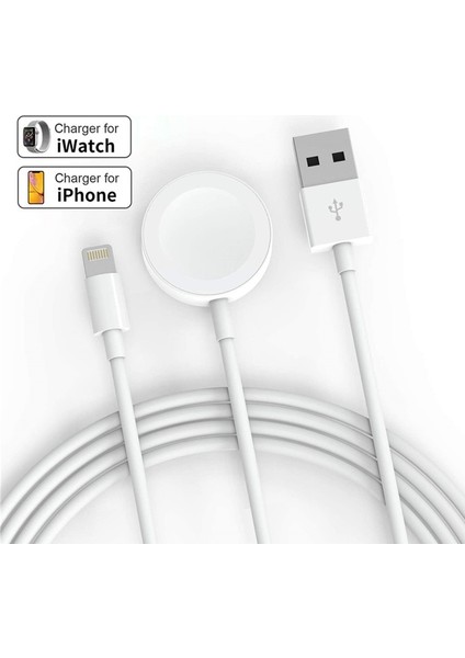 2 In 1 Manyetik Kablosuz Şarj Cihazı Apple Watch Serisi Için 8 7 6 5 4 3 2 Se Applewatch USB Şarj Kablosu IPhone 14 Pro Max Xs (Yurt Dışından)