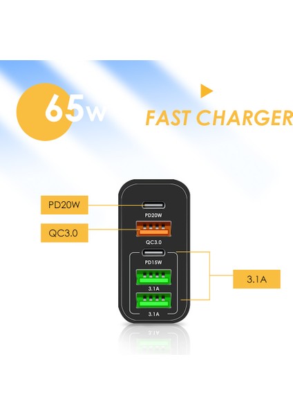 65W Telefon USB Şarj Cihazı Hızlı Şarj Adaptörü ipad Pro Tablet Pd USB Tip C Hızlı Şarj Cihazı iPhone 13 12 Huawei Xiaomi Samsung (Yurt Dışından) modelleri