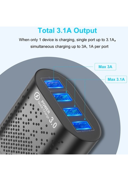 Lovebay 4 Port USB Şarj Aleti Hızlı Şarj Cihazı 3.0 5V 3A Hızlı Şarj Duvar Şarj Adaptörü Ab Abd Ingiltere Tak iphone Samsung Tablet Için (Yurt Dışından) fiyatları