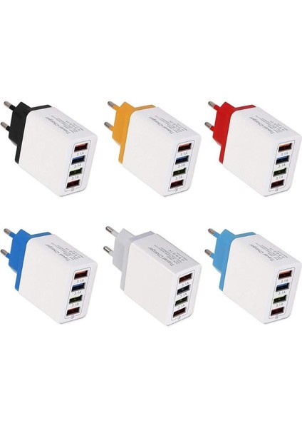 In 1 USB Şarj Aleti Qc 3.0 USB Bağlantı Noktası Hızlı Şarj Cihazı Ab Tak USB Hub Duvar Şarj Cihazı Seyahat Ev Telefonu Ac Güç Adaptörü (Yurt Dışından)