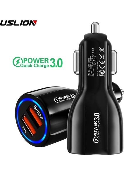 Uslıon Araç USB Şarj Cihazı Hızlı Şarj 3.0 2.0 Cep Telefonu Şarj Cihazı 2 Port USB Hızlı iPhone 7 8 x Xs Samsung Tablet Araç Şarj Cihazı (Yurt Dışından)