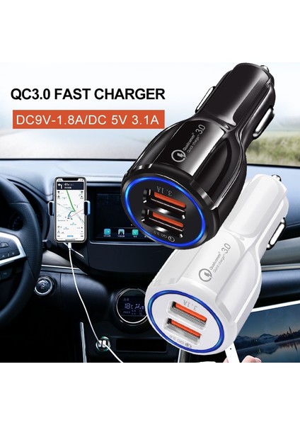 Araç Şarj Cihazı Çift USB Hızlı Şarj 3.0 2.0 Samsung S10 Artı Qc 3.0 Telefon Şarj Adaptörü Araç Şarj Cihazı Xiaomi Mi 9 iPhone (Yurt Dışından)