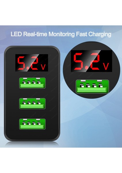 3 Port USB Şarj Cihazı Hızlı Şarj 3.0 Duvar Şarj Cihazı Telefon Adaptörü Samsung Xiaomi Huawei Için LED Ekranlı Ab/abd Tak Hızlı Şarj (Yurt Dışından) fiyatları