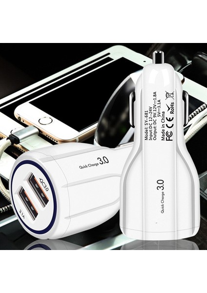 Vumpach Araba Hızlı Şarj Qc 3.0 Cep Telefonu Şarj Cihazı 2 Port USB Hızlı Araç Şarj Cihazı Samsung Xiaomi Ipad Sony Tablet Araç Şarj Cihazı (Yurt Dışından) indirimleri