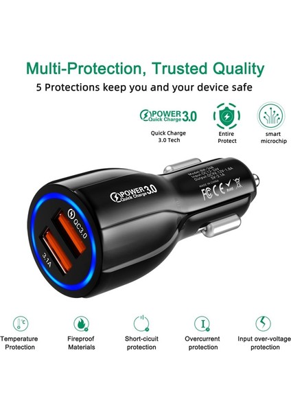Uslıon Araç USB Şarj Cihazı Hızlı Şarj 3.0 2.0 Cep Telefonu Şarj Cihazı 2 Port USB Hızlı iPhone 7 8 x Xs Samsung Tablet Araç Şarj Cihazı (Yurt Dışından) fiyatları