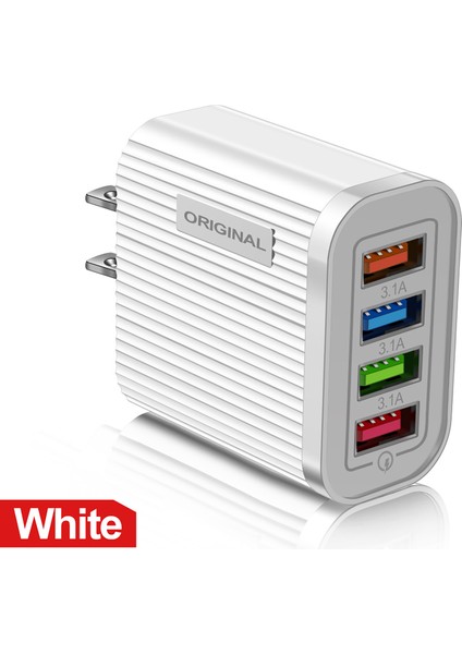 Gu 4 Portlu USB Cep Telefonu Şarj Cihazı ile LED Işık 5V/3A Seyahat Hızlı Hızlı Şarj USB Adaptörü Abd/ab Tak (Yurt Dışından)
