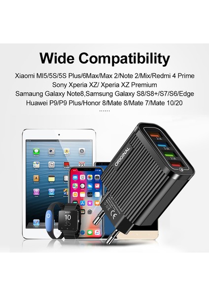 Gu 4 Portlu USB Cep Telefonu Şarj Cihazı ile LED Işık 5V/3A Seyahat Hızlı Hızlı Şarj USB Adaptörü Abd/ab Tak (Yurt Dışından) modelleri