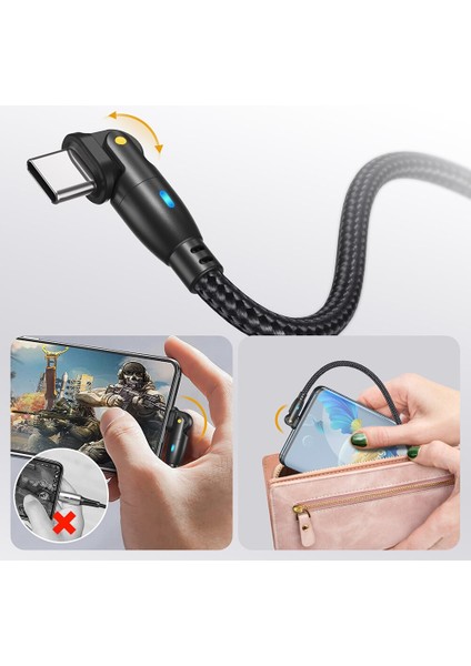 Aufu 180 USB C'yi C Tipi Kabloya Döndürün PD100W 60 W Hızlı Şarj Kablosu Xiaomi Poco Oneplus Huawei Cep Cep Telefonu MacBook Wire (Yurt Dışından) modelleri