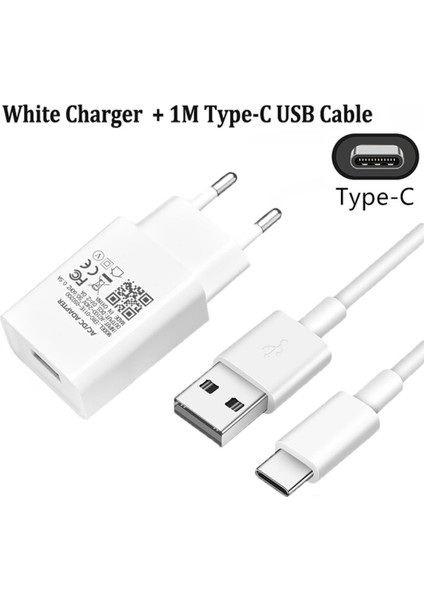 USB Şarj Aleti Samsung Galaxy A12 A02S A42 M51 M31 S S10 S9 S8 Artı Not 8 9 10 Telefon Şarj Cihazı Duvar Adaptörü Tip-C USB Kablosu (Yurt Dışından)