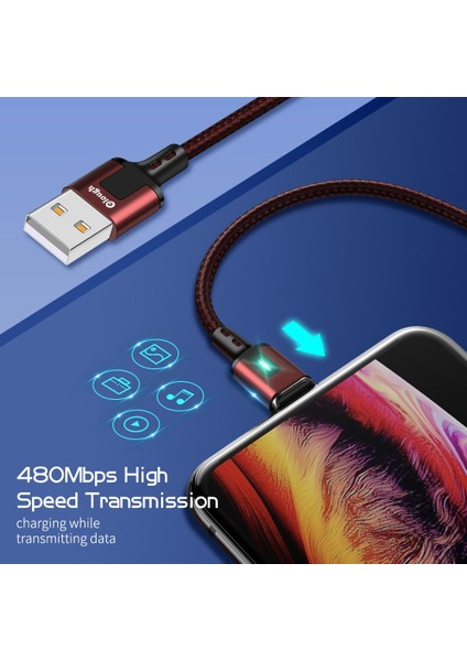 Elough Manyetik Şarj Kablosu 3A Hızlı Şarj Mikro USB C Tipi Kablo Manyetik Şarj Cihazı iPhone 11 12 Xiaomi Cep Telefonu Kablosu (Yurt Dışından) fırsatları