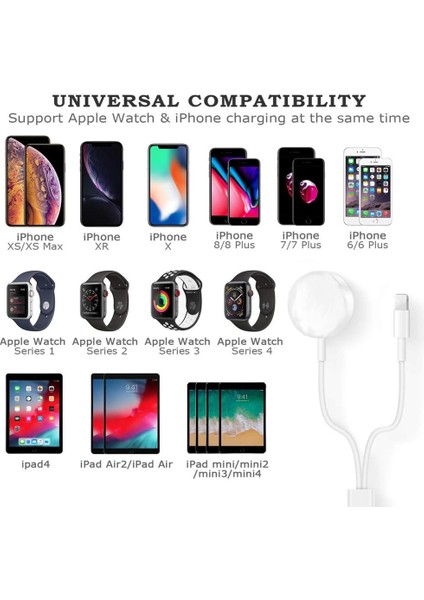 Apple Watch Serisi Için 2 In 1 Kablosuz Şarj Cihazı 8 7 6 5 1 2 3 4 IPhone 14 14 Pro Max Için USB Manyetik Şarj Kablosu (Yurt Dışından) modelleri