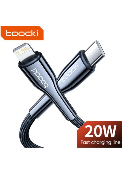 Toocki 20W Pd USB C Kablosu iPhone 14 13 12 Pro Max MacBook iPad Pro Için Hızlı Şarj Şarj Cihazı Tip C Yıldırım Teli Kablosu (Yurt Dışından)