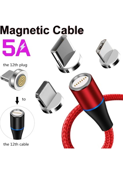 Manyetik USB Kablosu Samsung Galaxy A32 Oneplus Nord 2 Tip C Kablo LED Hızlı Şarj Veri Şarj Mikro USB Kablo Kordonu Tel (Yurt Dışından)