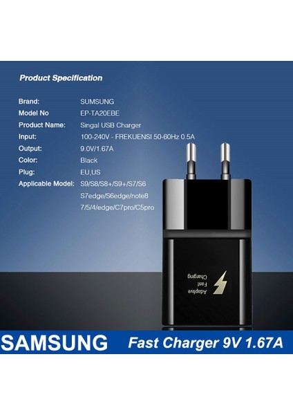 Samsung 9V1.67A Hızlı Şarj Cihazı S10 Artı 10 W Seyahat Duvar Adaptörü 5V2A 1 M Mikro USB Kablosu NOTE10 + 9 8 A50 A70 S9 + S8 S7 Kenar (Yurt Dışından) fiyatları