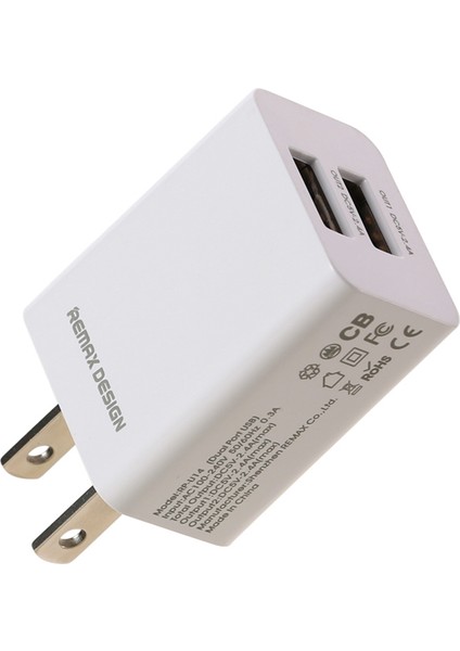 Remax Telefon Şarj Cihazı Fişi / Seyahat Şarj Cihazı 2 USB Bağlantı Noktası + USB Mikro Veri Kablosu Kombinasyonu 5V-2.4A - Abd Tak (Yurt Dışından) modelleri