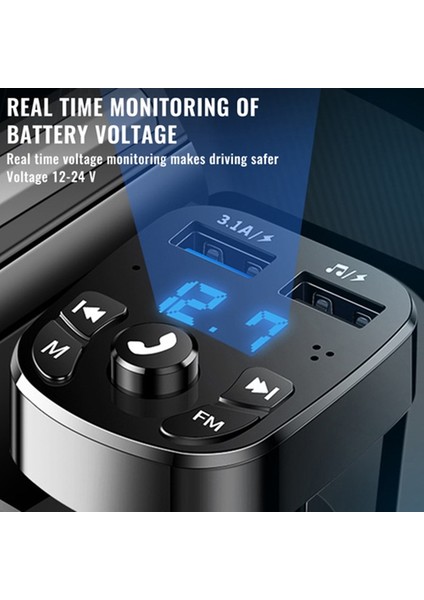 Çift USB Araç Şarj Cihazı Qc 3.0 Bluetooth 5.0 Dijital Ekran Hızlı Şarj iPhone 12 13 Pro Xiaomi Huawei Samsung Cep Telefonu (Yurt Dışından) fırsatları