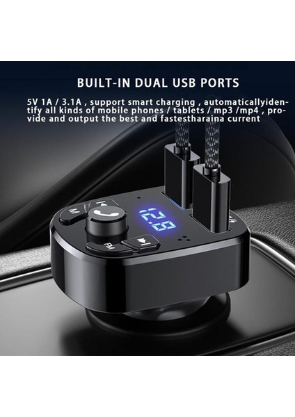 Çift USB Araç Şarj Cihazı Qc 3.0 Bluetooth 5.0 Dijital Ekran Hızlı Şarj iPhone 12 13 Pro Xiaomi Huawei Samsung Cep Telefonu (Yurt Dışından) indirimleri