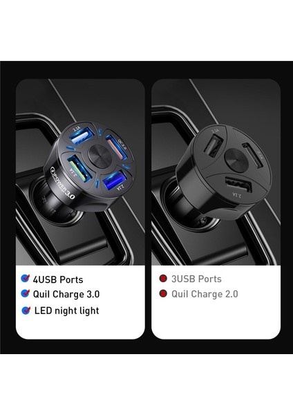 Gtwın 4 Portlu Araç Şarj Cihazı 7A 48W USB Hızlı Şarj 3.0 Evrensel Cep Telefonu Hızlı Şarj iphone 12 Pro Xiaomi Araç Adaptörü (Yurt Dışından) modelleri