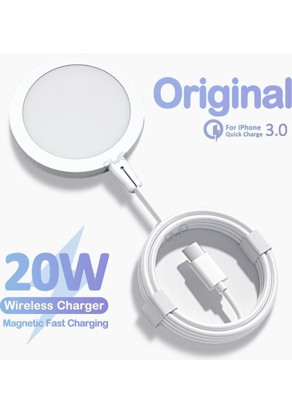 20W Orijinal Magsafe Kablosuz Şarj Cihazları iPhone 13 11 12 14 Pro Max Mini Xs Max USB Tip C Hızlı Şarj Manyetik Şarj Cihazı (Yurt Dışından)