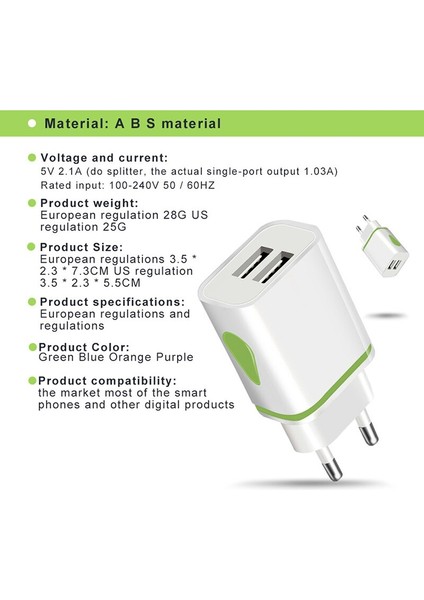 Ab/abd Plug USB Telefon Şarj Cihazı USB Duvar Şarj Cihazı Samsung Için Xiaomi Cep Telefonu Çift Bağlantı Noktası 1.2A Çıkış Seyahat Fişi Güç Adaptörü (Yurt Dışından) indirimleri