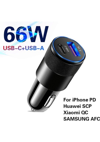 Pd Araç Şarj Cihazı Araçta Hızlı Şarj Usb-C Adaptörü Mobil Xiaomi Note 11 iPhone 13 12 Qc 3.066W Araç Telefonu Şarj Cihazı USB Tip C (Yurt Dışından)