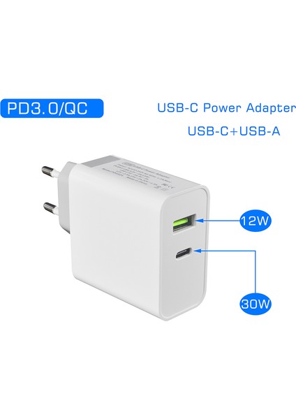 MacBook iPad Pro Samsung Note 9/s9/nexus Ab Tak Için 5V 2.4A USB Şarj Cihazı ile 42W Tip-C Güç Dağıtımı Pd Duvar Şarj Cihazı (Yurt Dışından) fırsatları