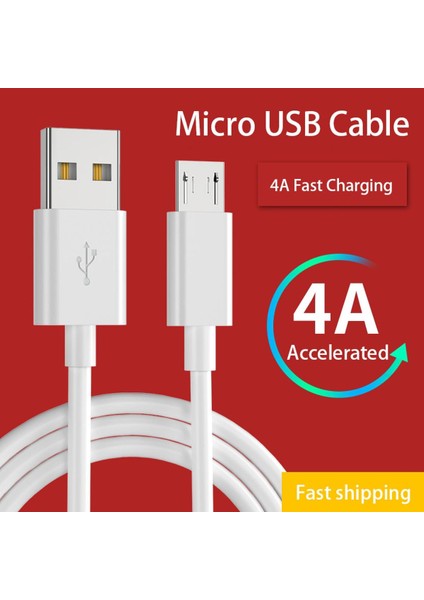 Kebiss USB Mikro Kablo 4A Hızlı Şarj Veri Kablosu Samsung Xiaomi Huawei Tablet Android Telefon Aksesuarları Şarj Cihazı USB Kablosu (Yurt Dışından)
