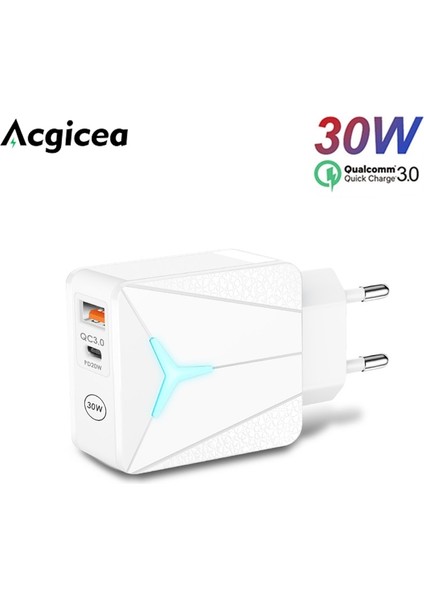 30W Hızlı Şarj Cihazı Pd Hızlı Şarj Duvar Şarj Cihazı Xiaomi Samsung IPHONE13 12 Pro Cep Telefonu Şarj Cihazı Qc3.0 USB Şarj Adaptörü (Yurt Dışından)