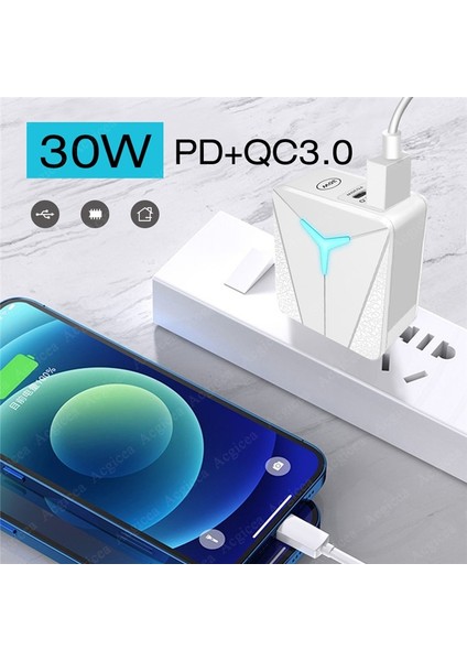 30W Hızlı Şarj Cihazı Pd Hızlı Şarj Duvar Şarj Cihazı Xiaomi Samsung IPHONE13 12 Pro Cep Telefonu Şarj Cihazı Qc3.0 USB Şarj Adaptörü (Yurt Dışından) fiyatları