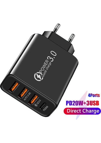 USB Şarj Aleti Tipi C PD20W Hızlı Şarj 3 USB Bağlantı Noktası Qc 3.0 Telefon Şarj Cihazı iPhone Xiaomi Samsung Akıllı Telefon Için Şarj Adaptörü (Yurt Dışından) fiyatları