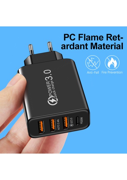 USB Şarj Aleti Tipi C PD20W Hızlı Şarj 3 USB Bağlantı Noktası Qc 3.0 Telefon Şarj Cihazı iPhone Xiaomi Samsung Akıllı Telefon Için Şarj Adaptörü (Yurt Dışından) indirimleri