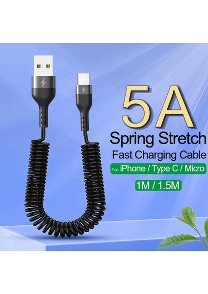 66W 5A Bahar Araba USB Tip C Hızlı Şarj Kablosu Xiaomi Realme Için Samsung Huawei Onur Telefon Aksesuarları iPhone Için Şarj 2.4A (Yurt Dışından)
