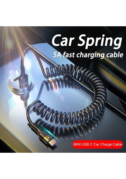 66W 5A Bahar Araba USB Tip C Hızlı Şarj Kablosu Xiaomi Realme Için Samsung Huawei Onur Telefon Aksesuarları iPhone Için Şarj 2.4A (Yurt Dışından) fırsatları