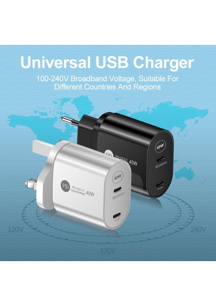 Pd 40W USB Tip C Hızlı Şarj Cihazı Qc3.0 Hızlı Şarj Ab Abd Ingiltere Tak iPhone 12 Pro Max Xiaomi Samsung Duvar Şarj Cihazı Güç Adaptörü (Yurt Dışından) modelleri