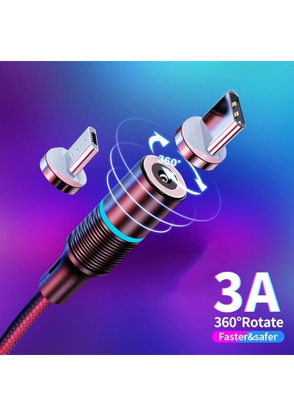 1/2/3 M 3A Manyetik Şarj Cihazı Mikro Usb-C C Tipi Kablolar Hızlı Şarj USB Kablosu Manyetik Şarj Kablosu Için Huawei iPhone Veri Kablosu (Yurt Dışından) fiyatları