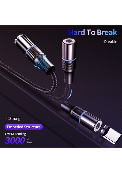 1/2/3 M 3A Manyetik Şarj Cihazı Mikro Usb-C C Tipi Kablolar Hızlı Şarj USB Kablosu Manyetik Şarj Kablosu Için Huawei iPhone Veri Kablosu (Yurt Dışından) fırsatları