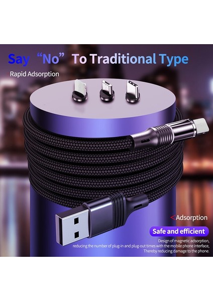 1/2/3 M 3A Manyetik Şarj Cihazı Mikro Usb-C C Tipi Kablolar Hızlı Şarj USB Kablosu Manyetik Şarj Kablosu Için Huawei iPhone Veri Kablosu (Yurt Dışından) indirimleri