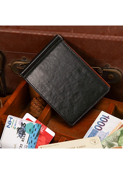 Vintage Erkek Cüzdan Pu Deri Basit Düşük Anahtarlı Bifold Cüzdan (Yurt Dışından)