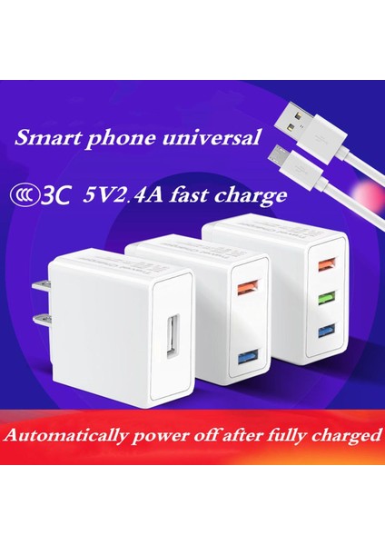 （COD）2.4A 3 USB Bağlantı Noktası Yuvası Hızlı Hızlı Şarj Adaptörü (Yurt Dışından)