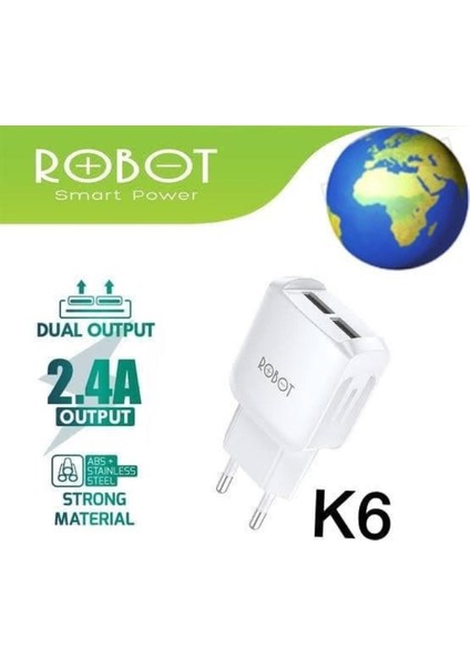 Rt-K6 Çift Çıkışlı Rt-K6 Kabuk Adaptörü Hızlı Şarj Adaptörü (Yurt Dışından)