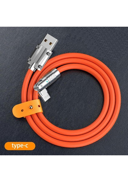 120W 6A USB C Tipi Hızlı Şarj Kablosu 1m Döndürülmüş 180 Tip-C Arayüzü Sıvı Silikon Şarj Cihazı Veri Kablosu Xiaomi Samsung Için (Yurt Dışından)