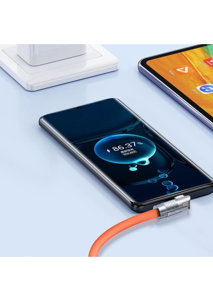 120W 6A USB C Tipi Hızlı Şarj Kablosu 1m Döndürülmüş 180 Tip-C Arayüzü Sıvı Silikon Şarj Cihazı Veri Kablosu Xiaomi Samsung Için (Yurt Dışından) modelleri