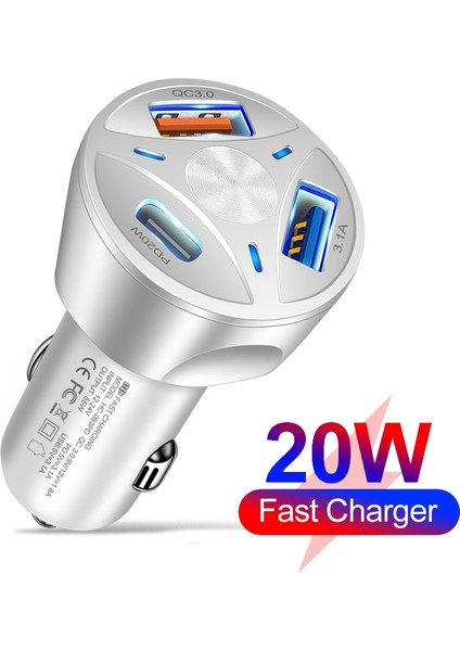 USB Tip C Araç Şarj Cihazı Hızlı Şarj Pd USB Araç Telefonu Adaptörü Arabada iPhone 13 Pro Xiaomi Huawei Samsung Araç Hızlı Şarj Cihazı (Yurt Dışından)