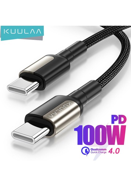 Kuulaa 65W USB C - USB C Tipi Kablo Usbc Pd 3A Hızlı Şarj Kablosu Usb-C Tip-C Kablo Xiaomi Poco X3 M3 Samsung Macbook iPad (Yurt Dışından)